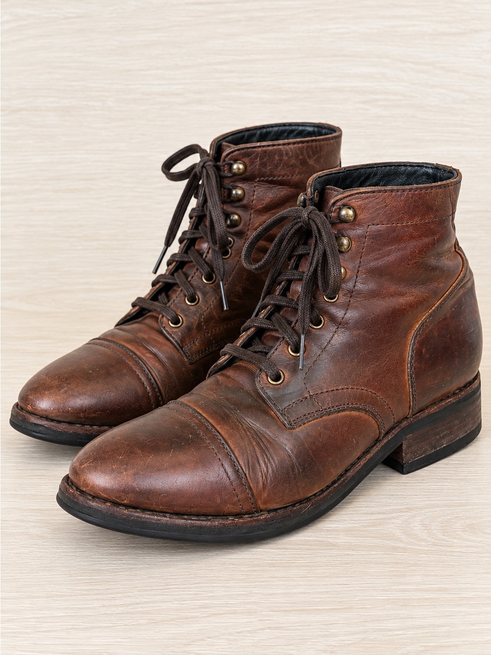 Thursday Everyday Men’s Size 10 Brown Genuine Leather Cap Toe Lace Up Ankle Boot